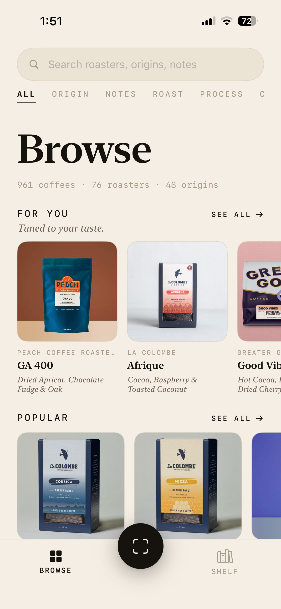 Browse the Roast coffee catalog